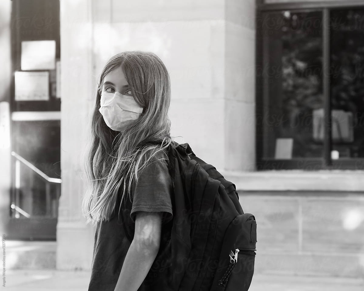 Student Child Looking Back Wearing Facial Mask