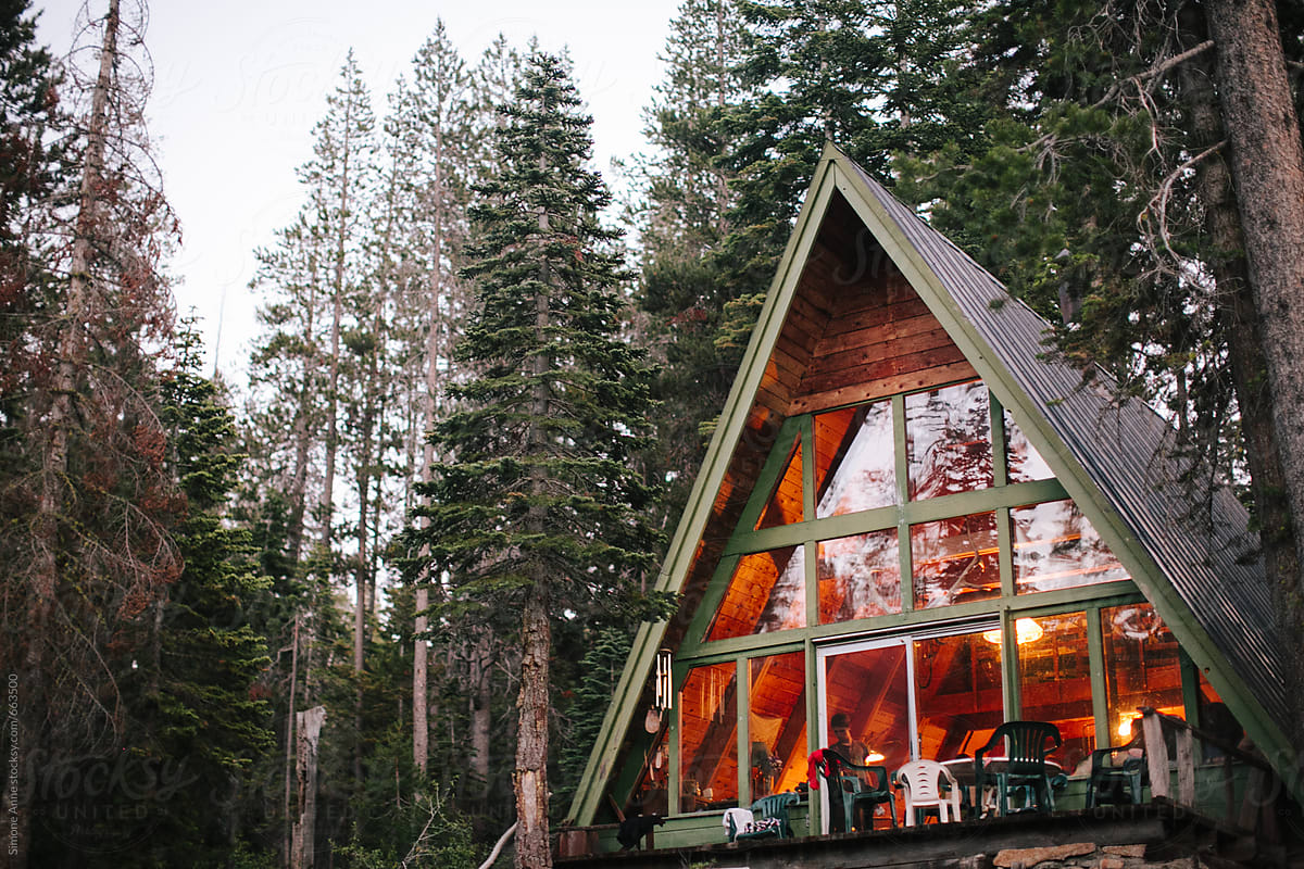 A-Frame cabin in the woods