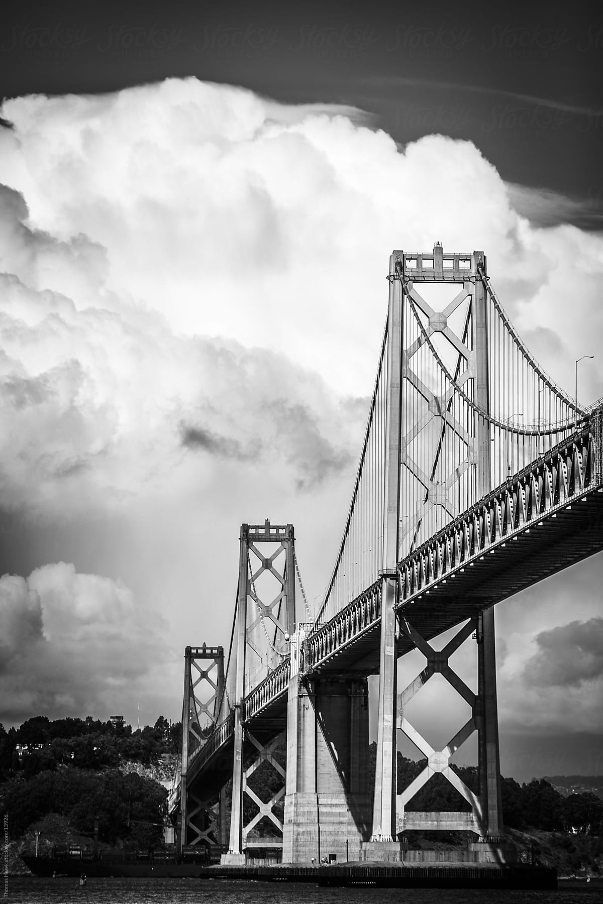 Bay bridge with clouds