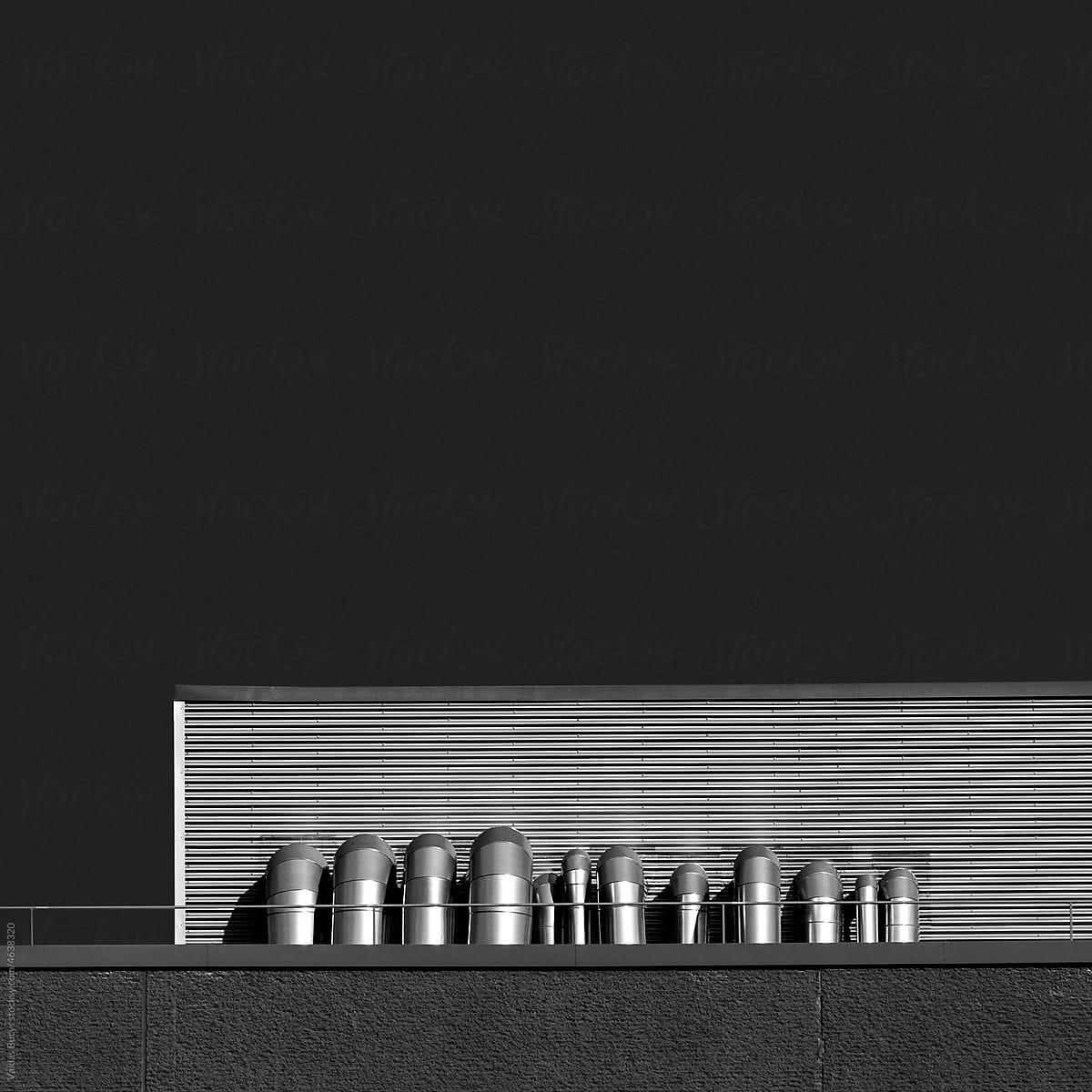 Abstract minimalist industrial building detail with metal pipes