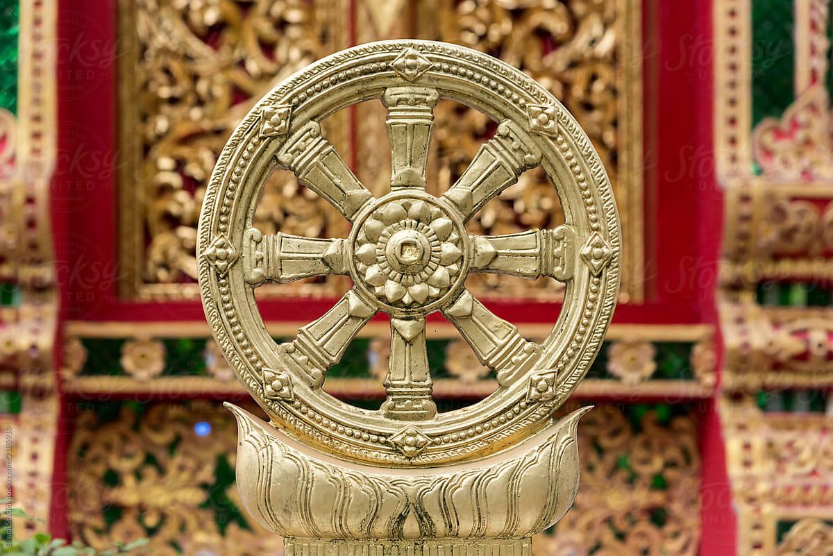 Golden statue of wheel