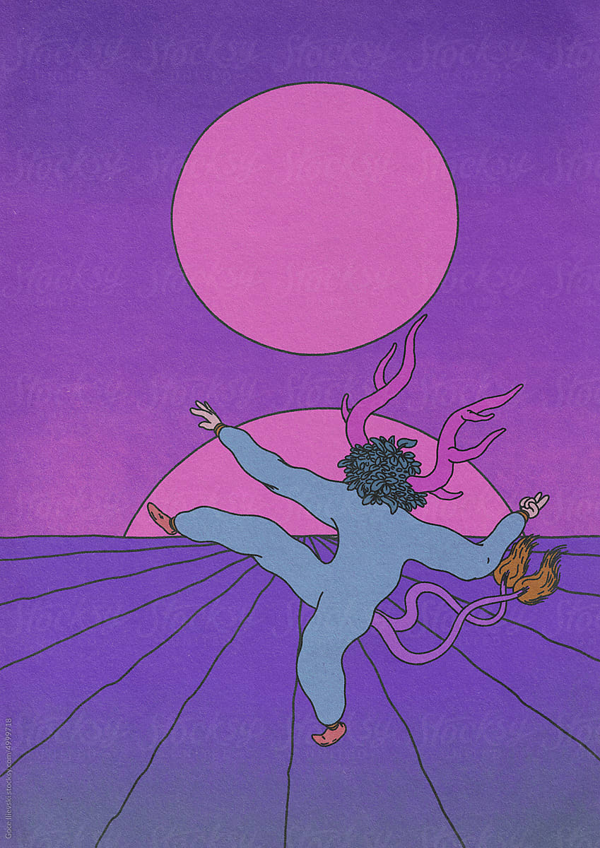 Purple Creature Dance Illustration
