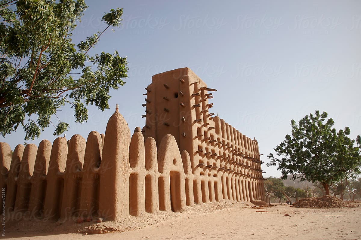 Adobe mosque from behind in Dogon country