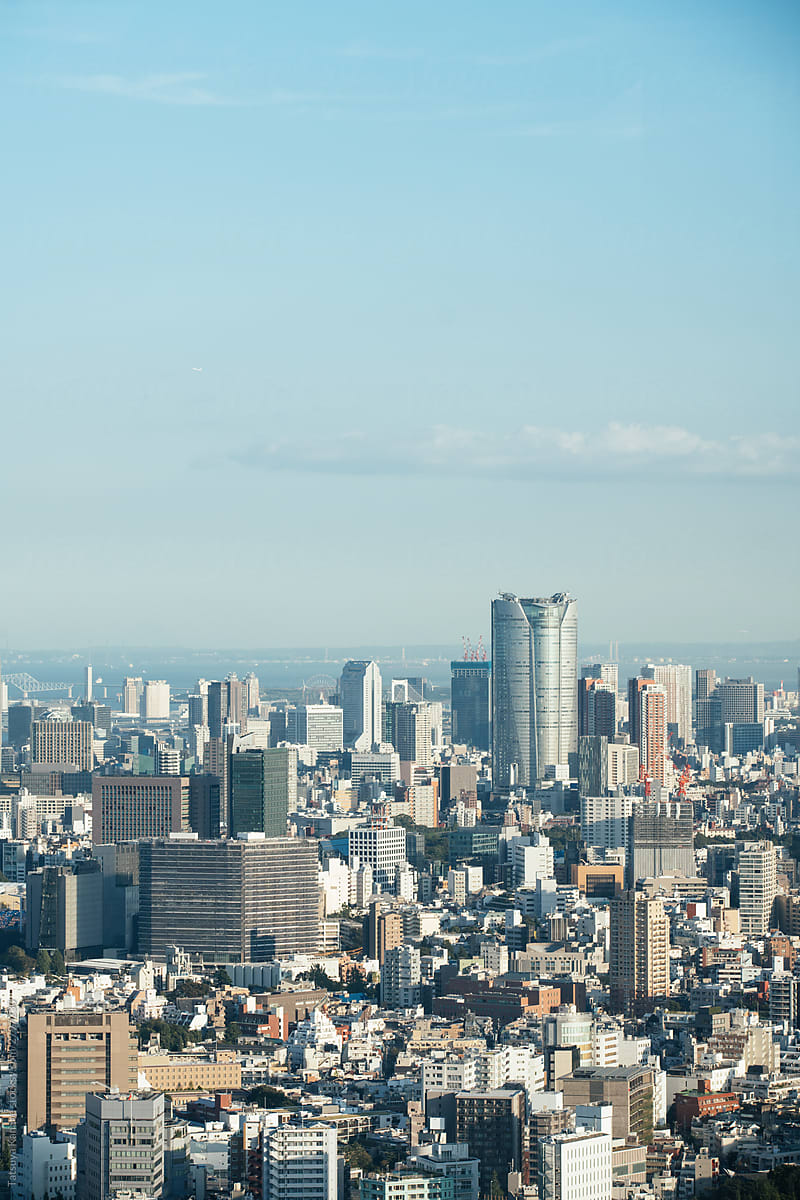 The Cityscape with a lot of Skyscrapers in central of Tokyo, Japan