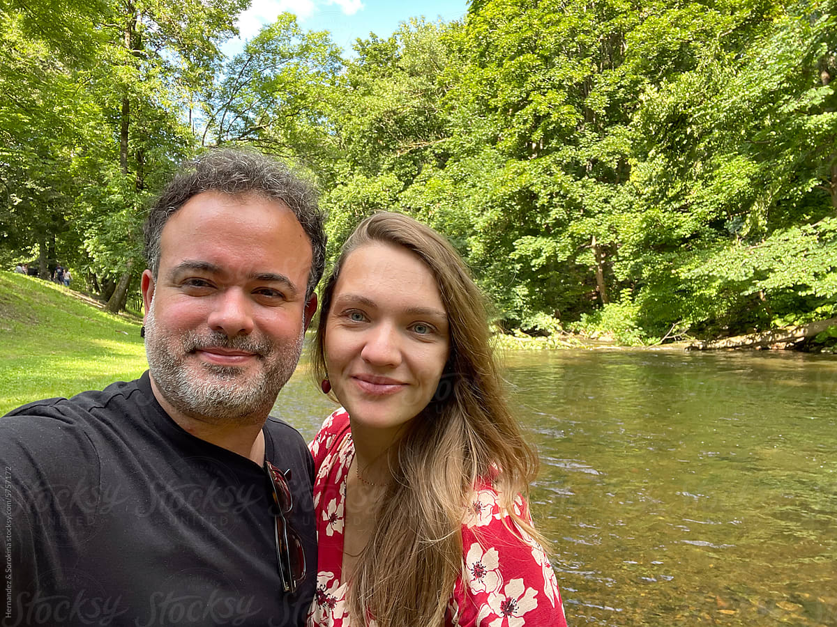 Selfie Of Couple In The Nature