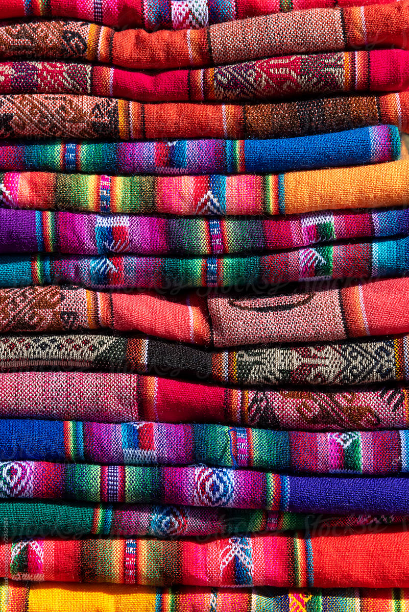 Pile of Colorful indigenous fabrics