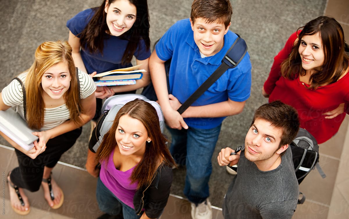 High School: Group Of Students Together