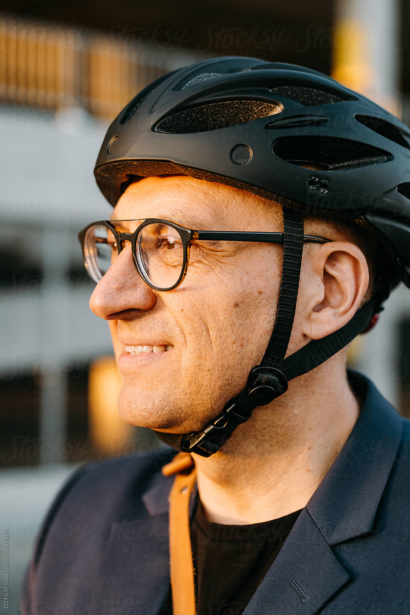 Portrait of a man in a helmet