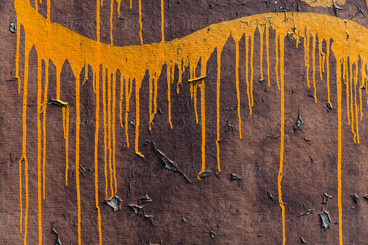 Paint Dripping on Textured Wall Abstract