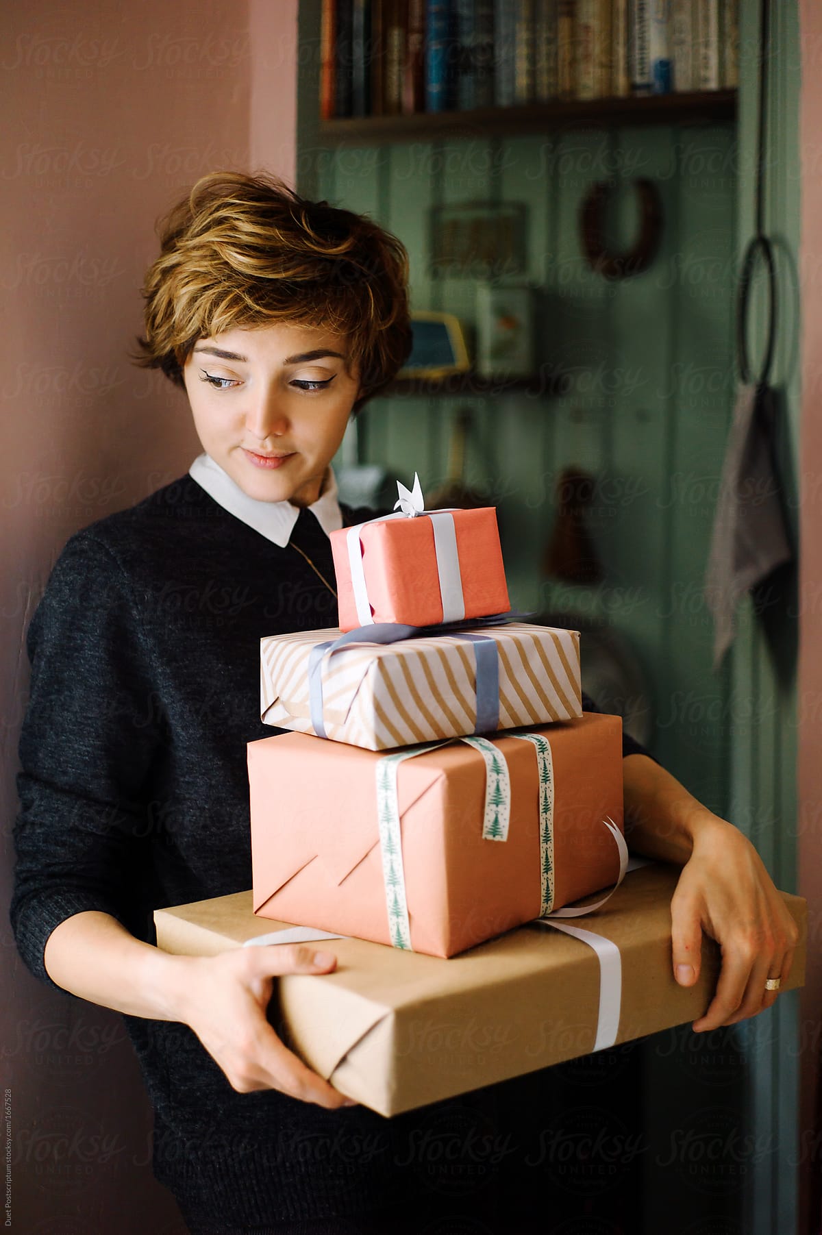 Beautiful woman with presents