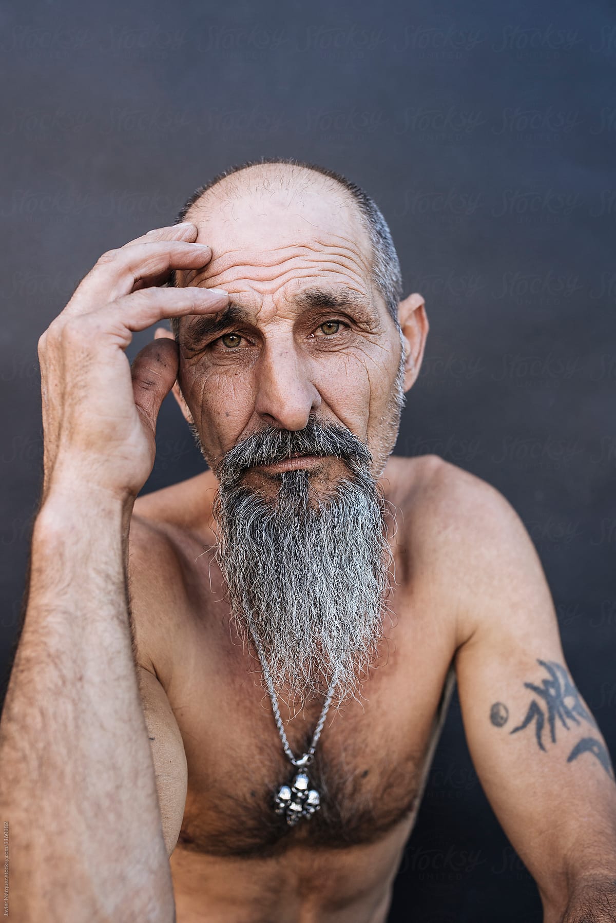 Portrait Of A Tattooed Aged Man By Javier Márquez 