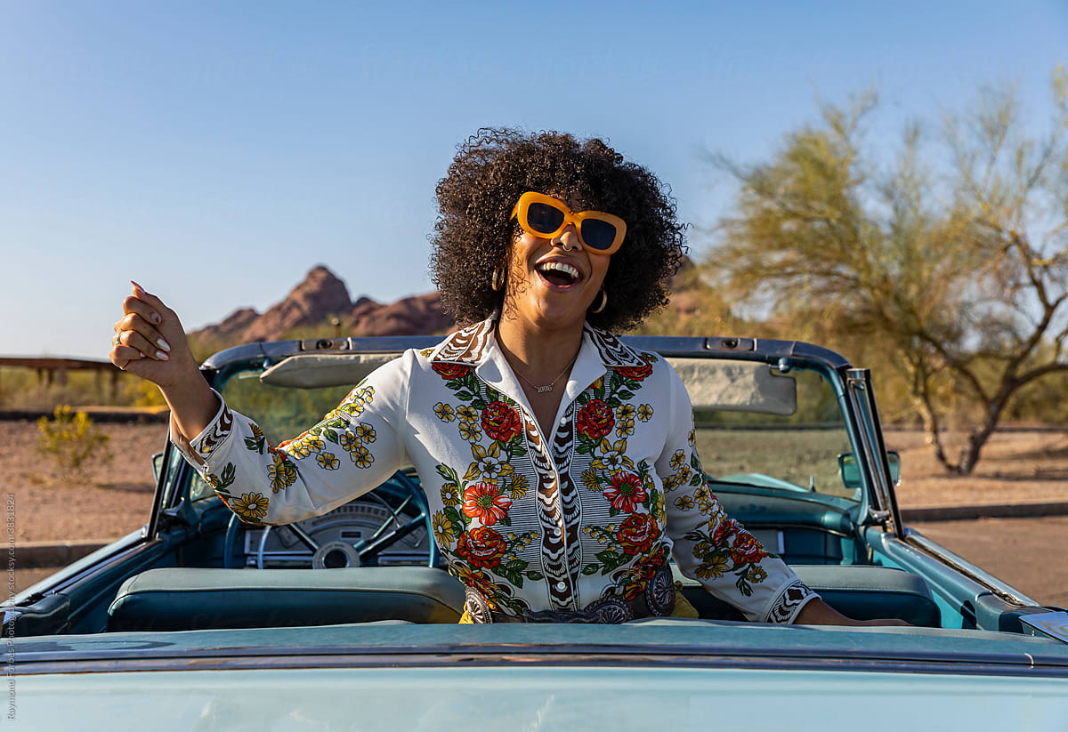 Road Trip Arizona with Black Girl dancing in car
