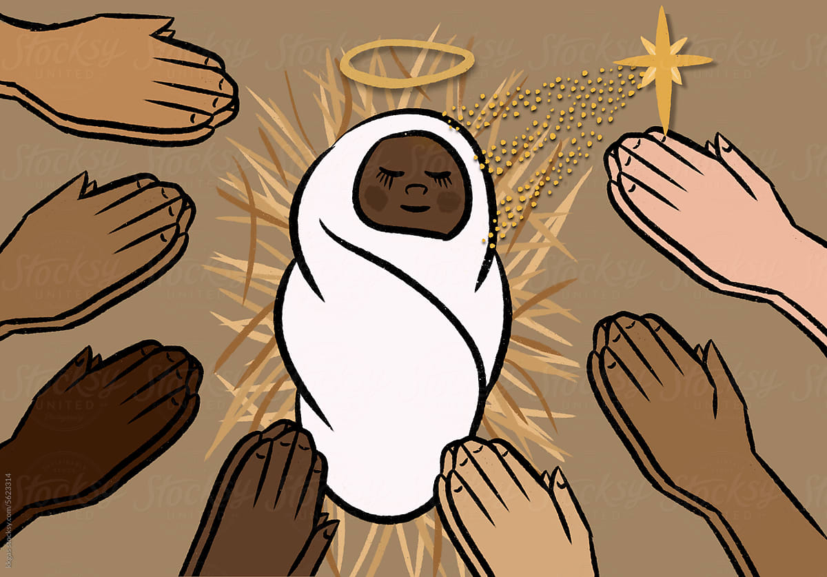 Baby Jesus with praying hands