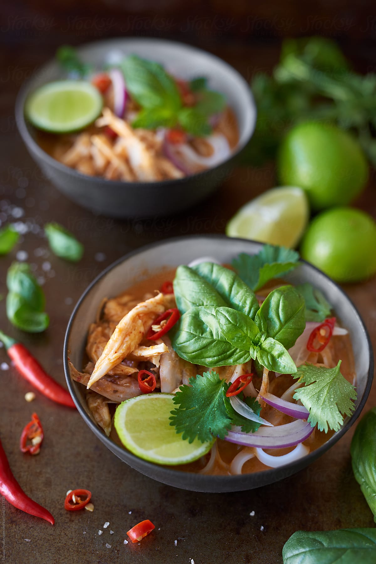 Red curry coconut broth noodles