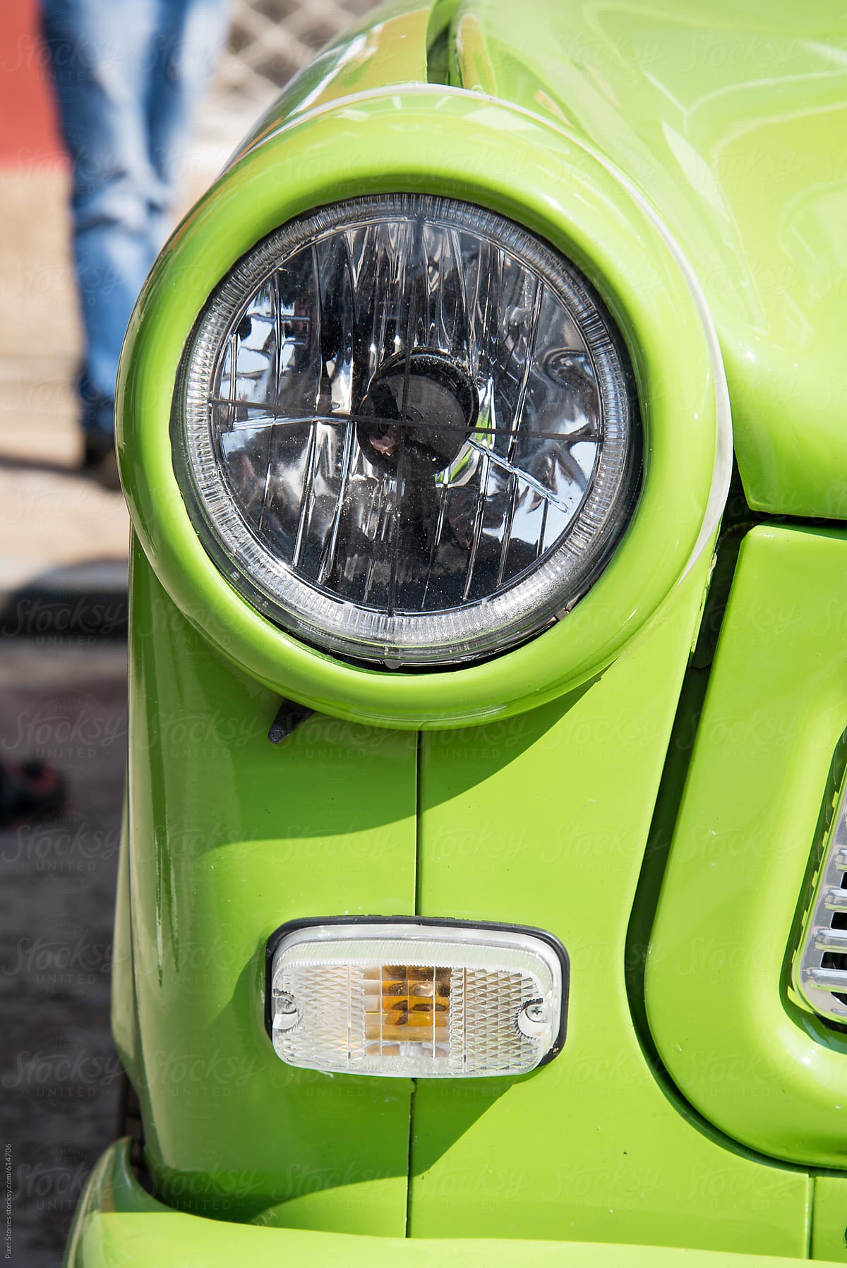 Vintage green car detail