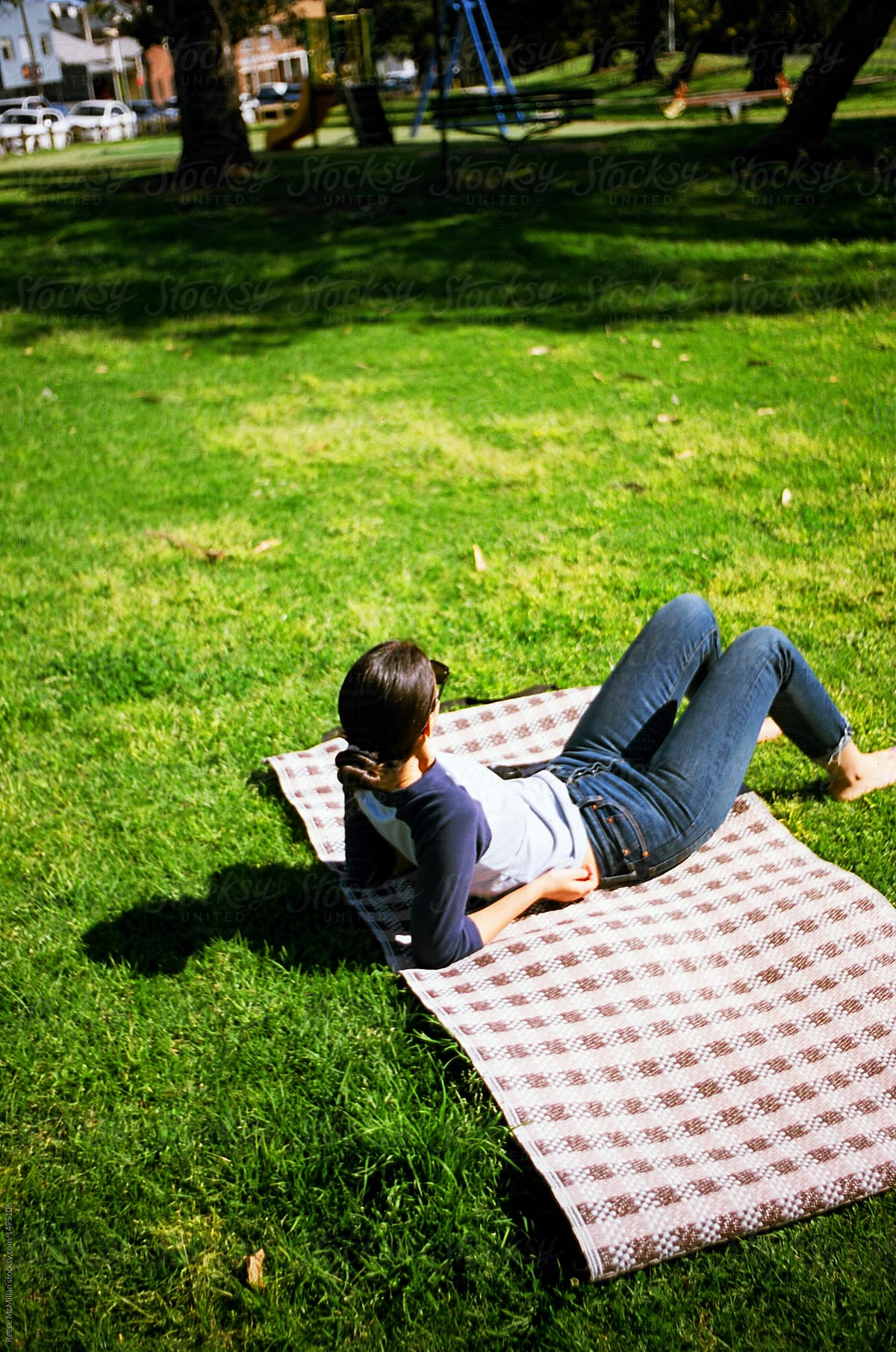 A woman relaxing in the park