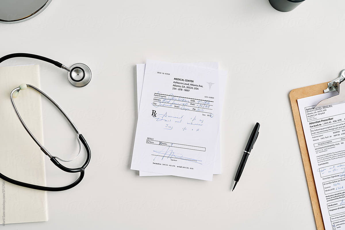 Medical prescription on table in clinic