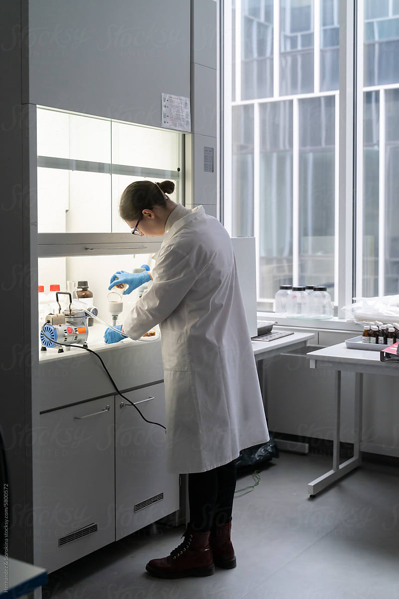 Researcher Working In Modern Laboratory Chamber