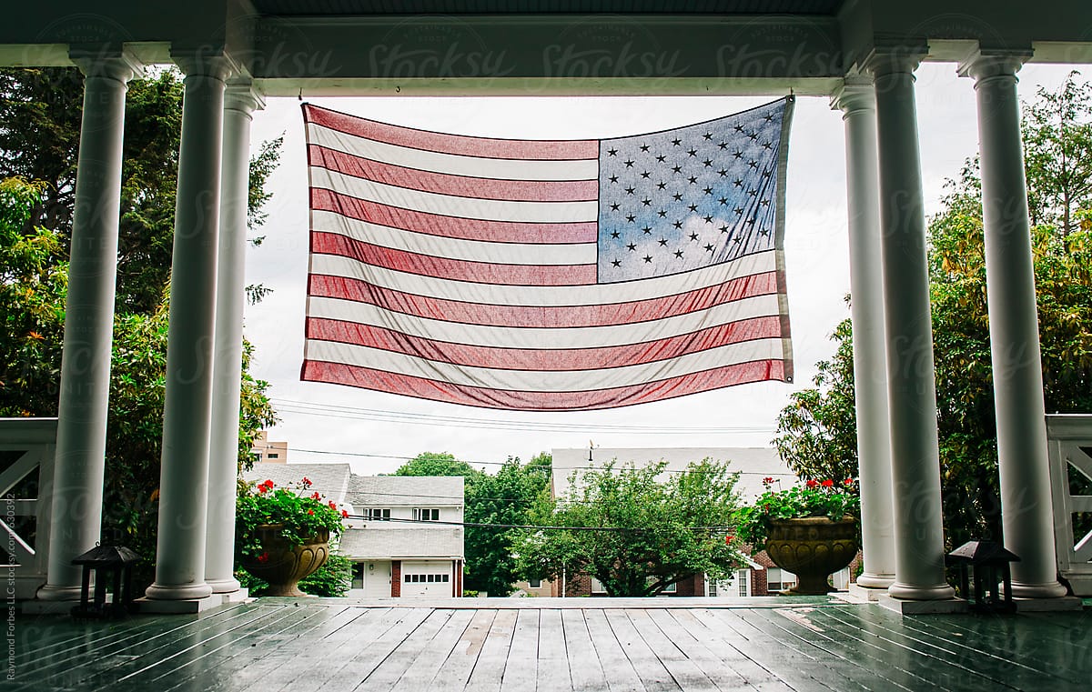American Flag on Proud American Home porch