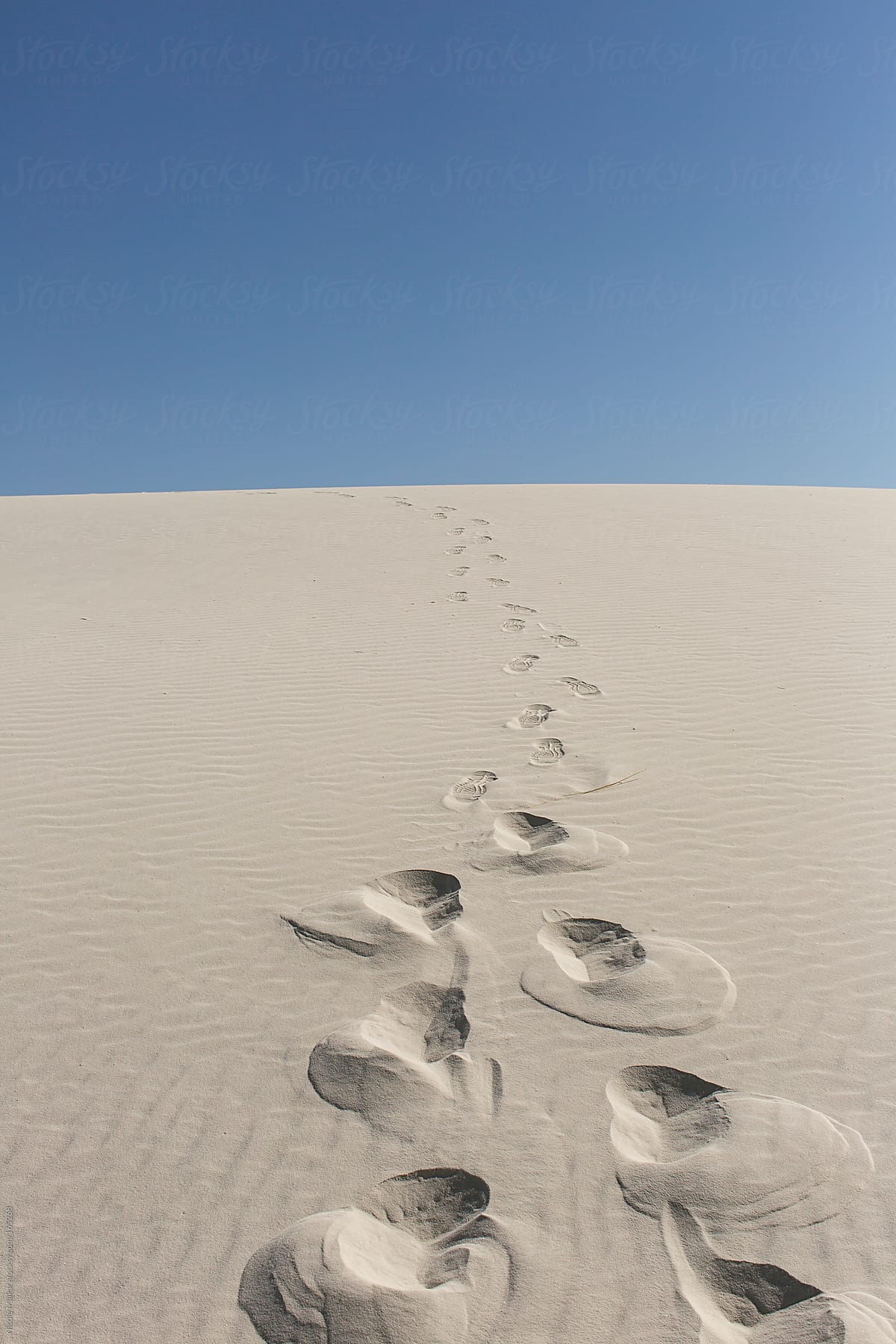 Foot prints at White Sands, New Mexico