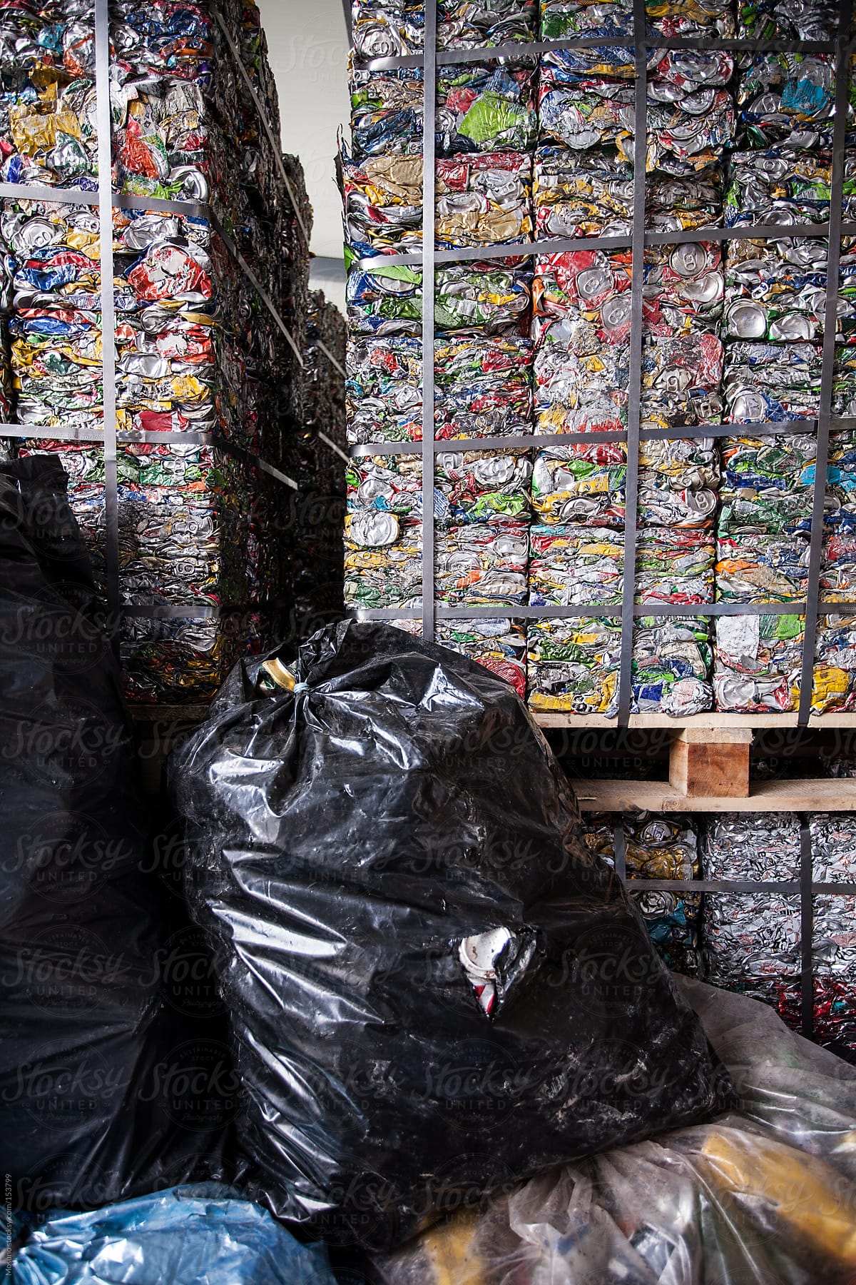 Packed Garbage in a Recycle Factory