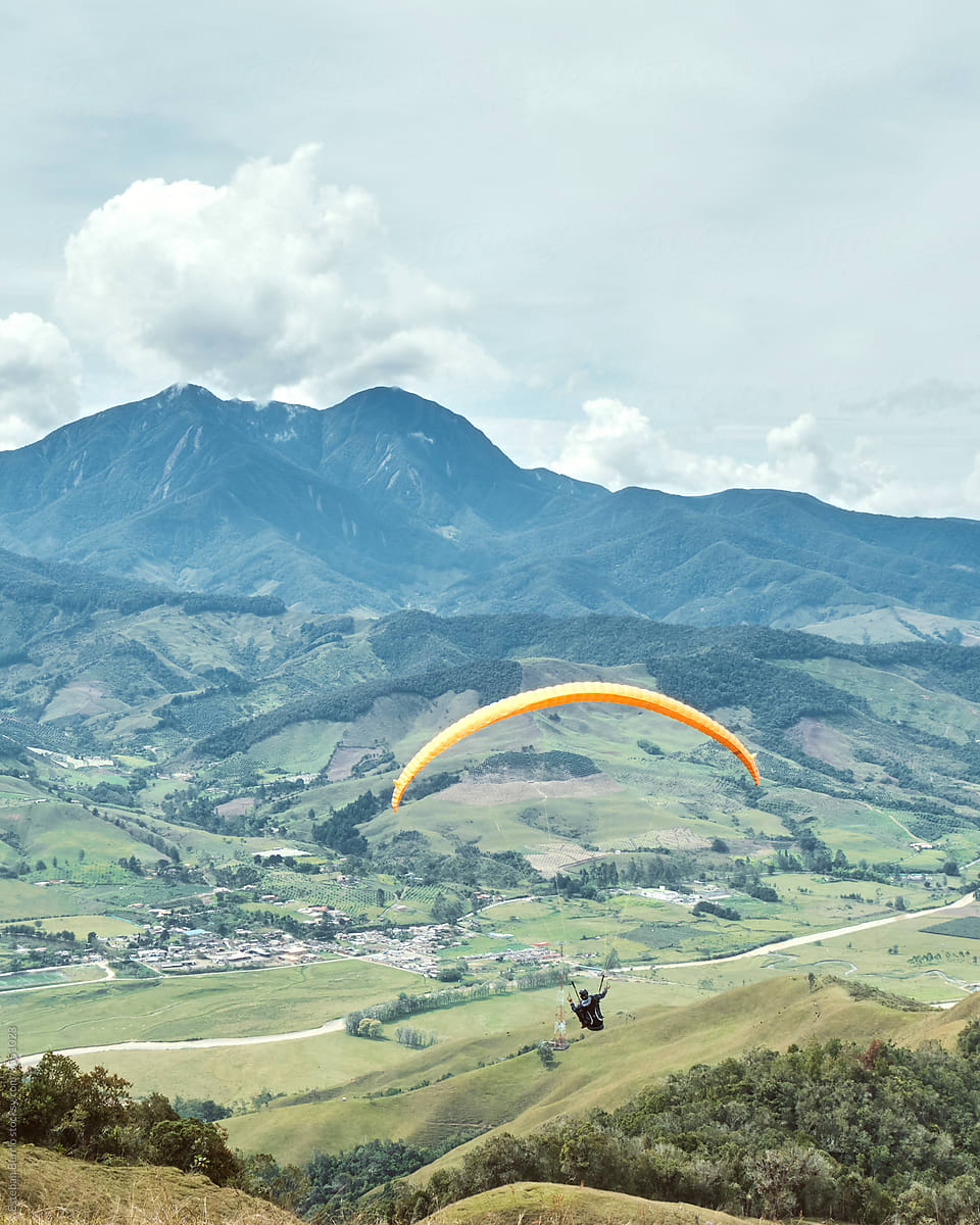 Person flying in a paraglider