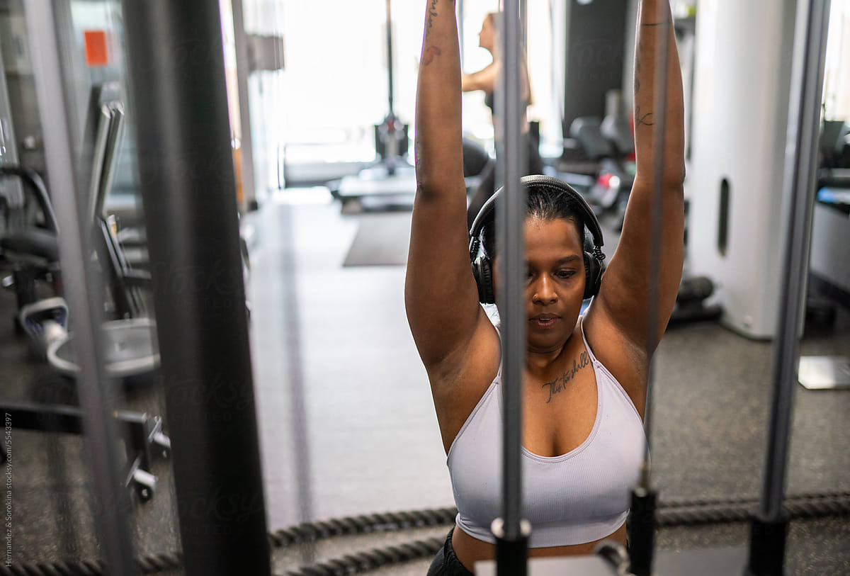 Close Up Of Woman Working Out In The Gym