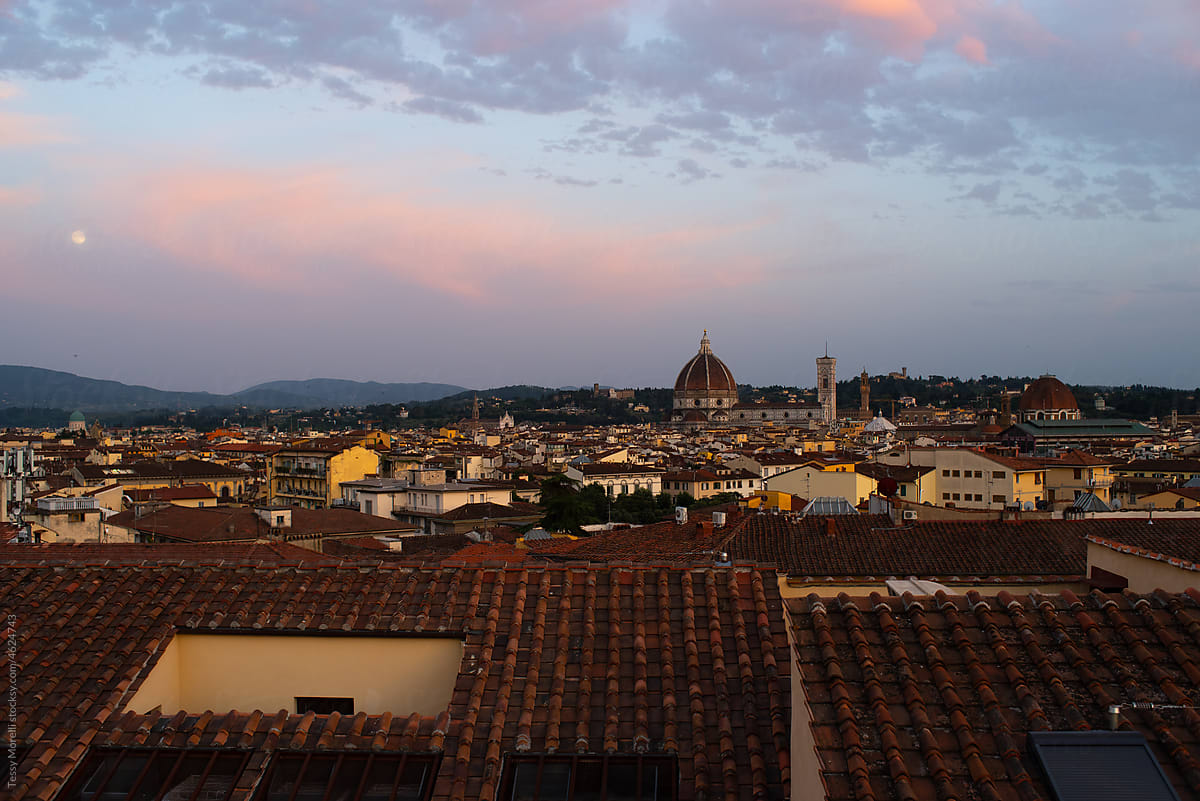 Sunset landscape in Florence, italy, Europe summer