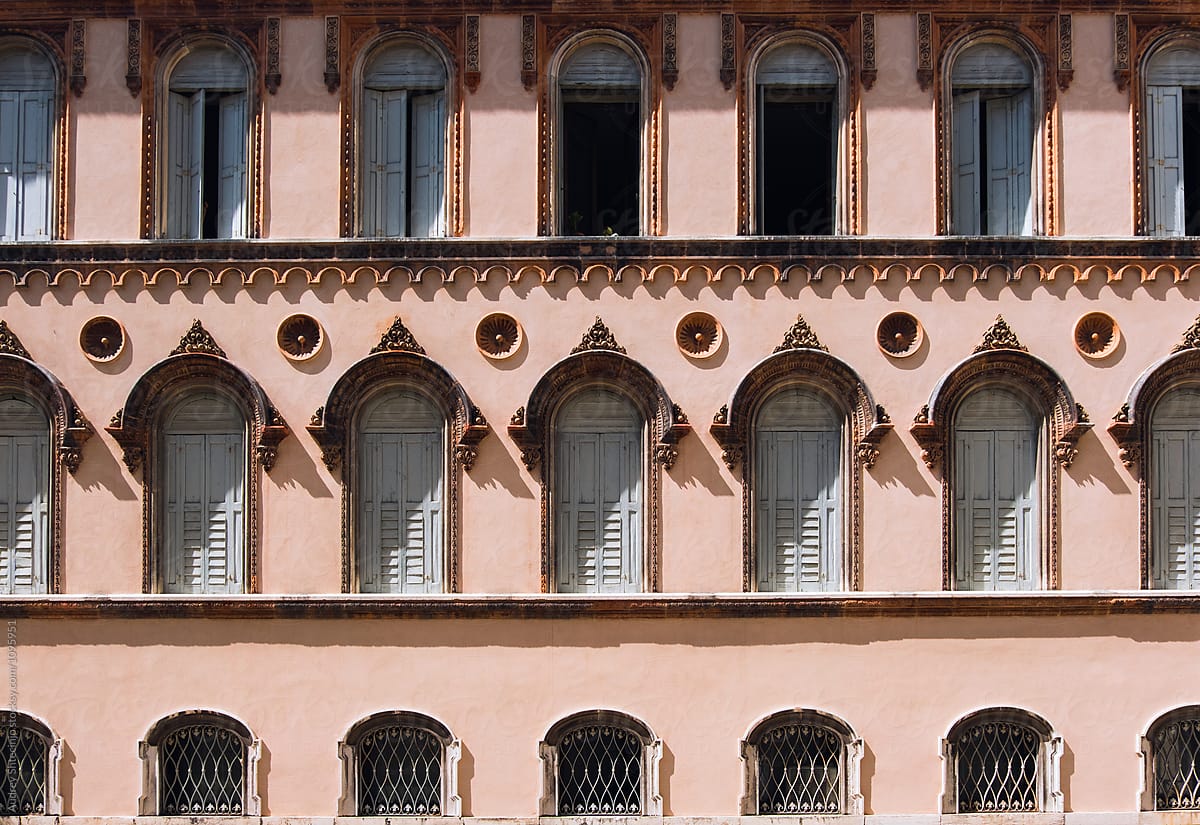 Baroque pink building facade.Venice/Italy