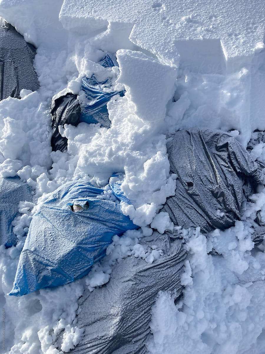 Plastic bags in the snow
