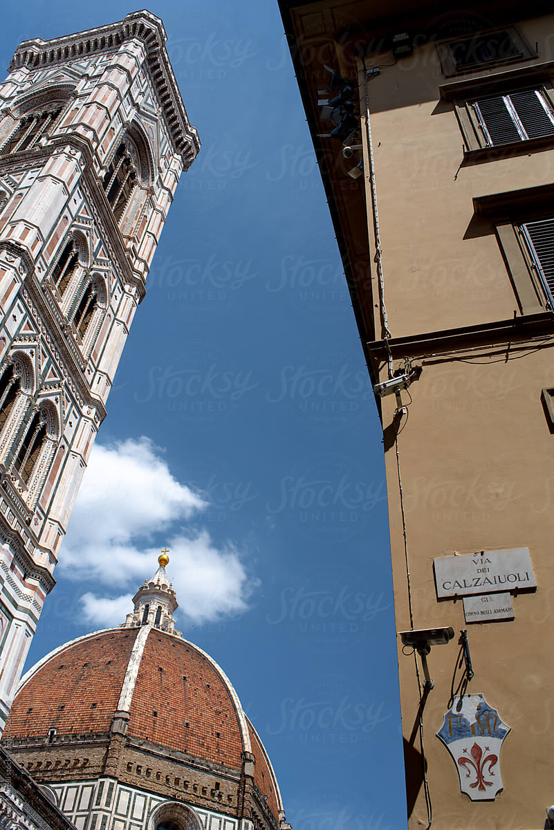 Firenze architectural detail with sky and coat of arms