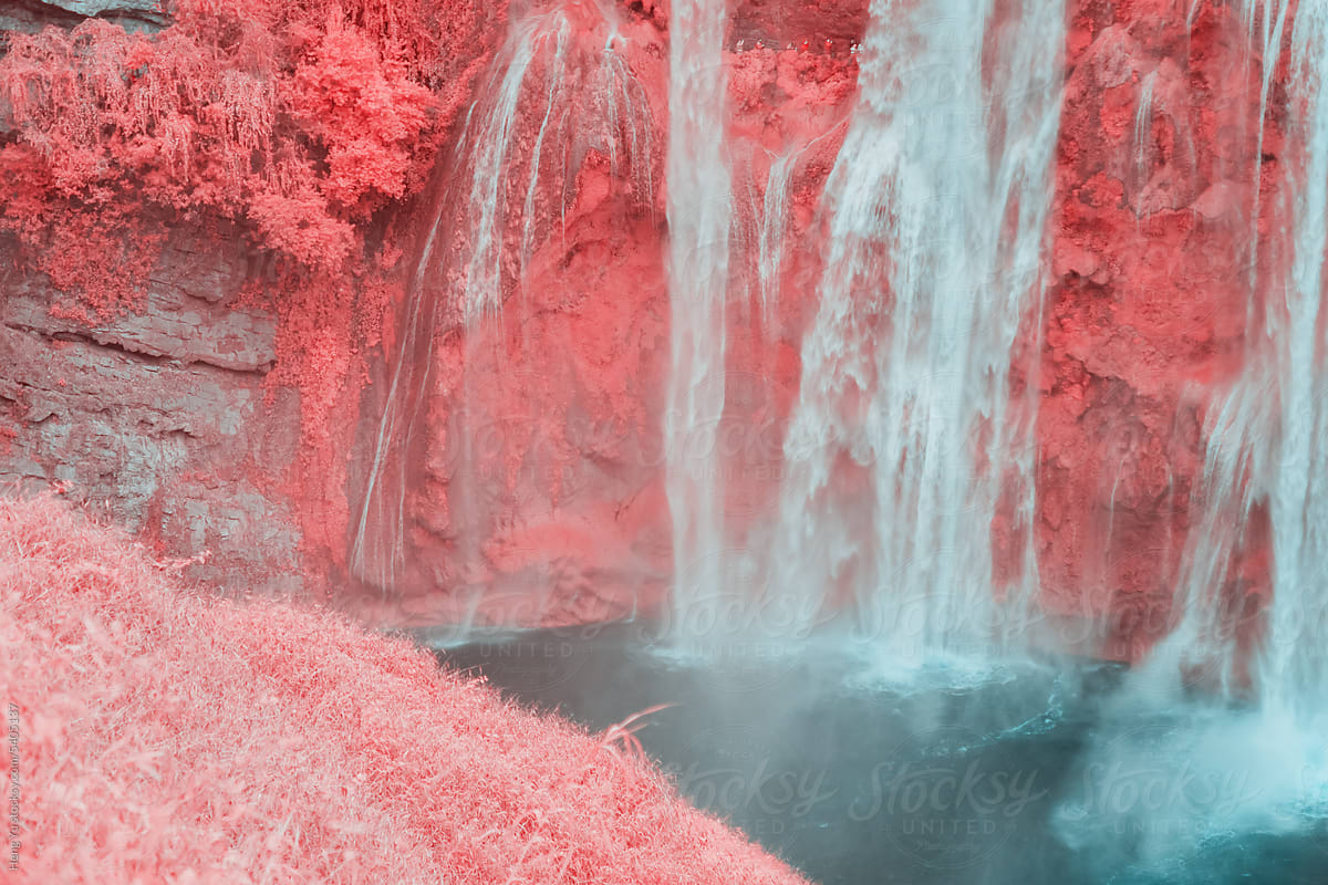 Infrared photography of waterfall