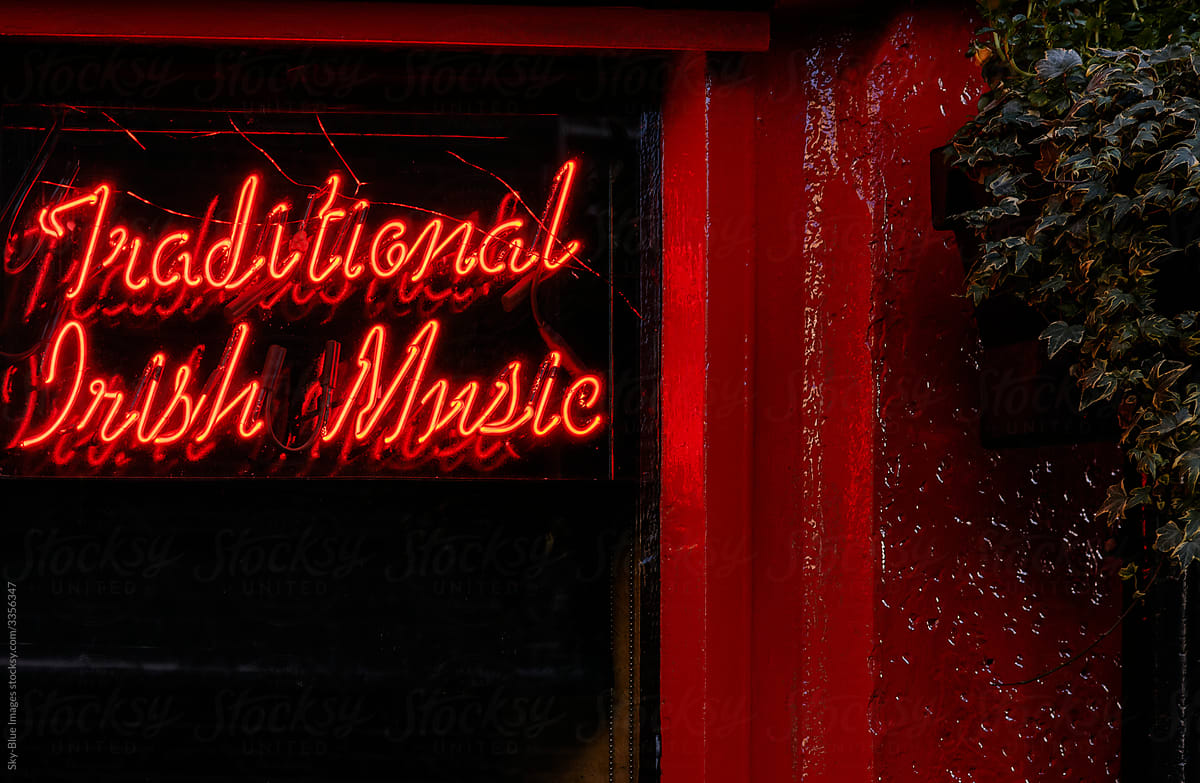 Red neon light: Traditional Irish Music