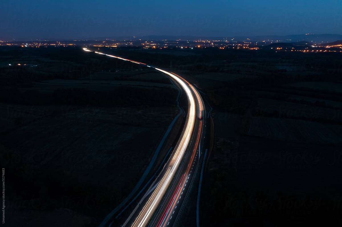 Long exposure shot of a highway