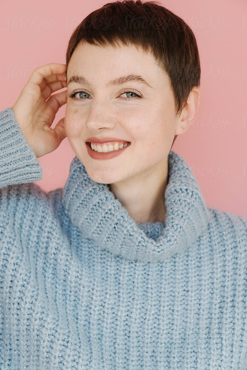 Portrait Of Smiling Woman With Short Hairstyle