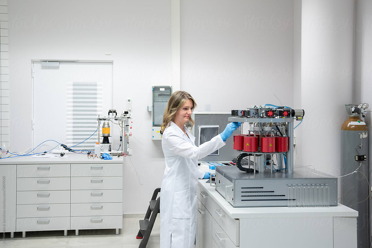 Researcher Working In Lab Of Nuclear Research