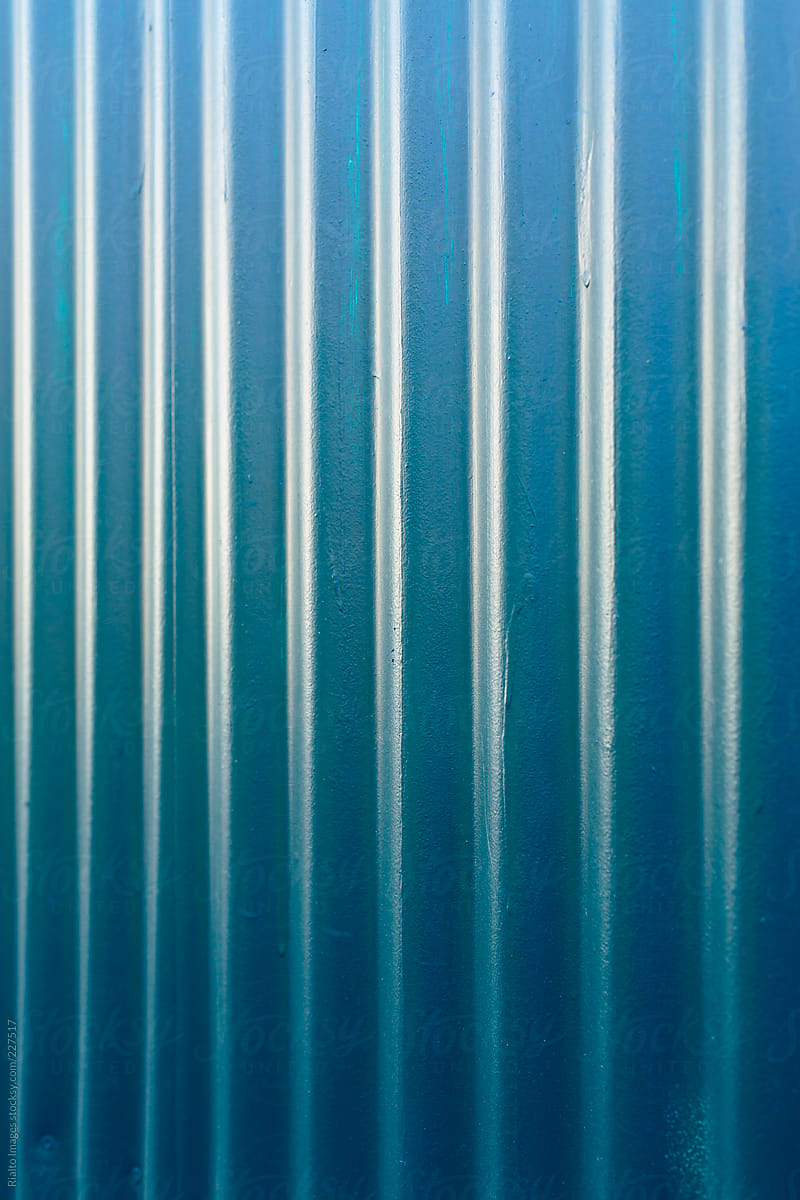Painted corrugated metal siding, close up
