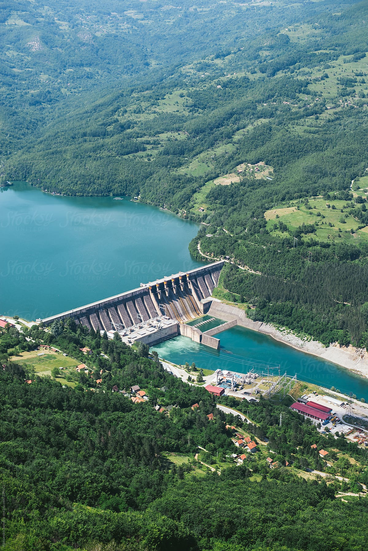 Hydroelectric power plant and dam on the river