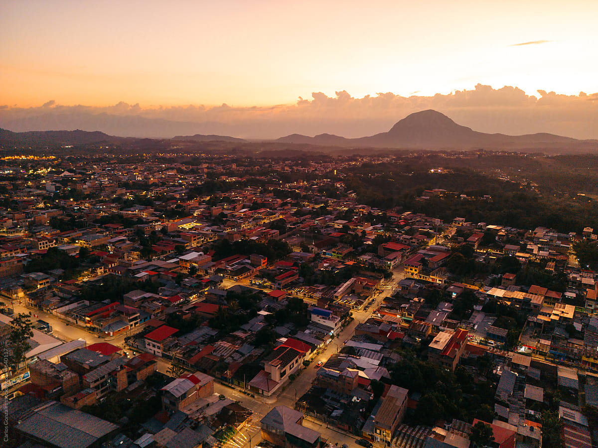 Moyobamba City Lights During Sunset