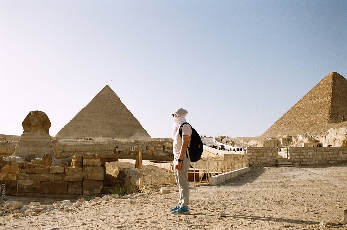 tourist visiting the antiquities of Giza