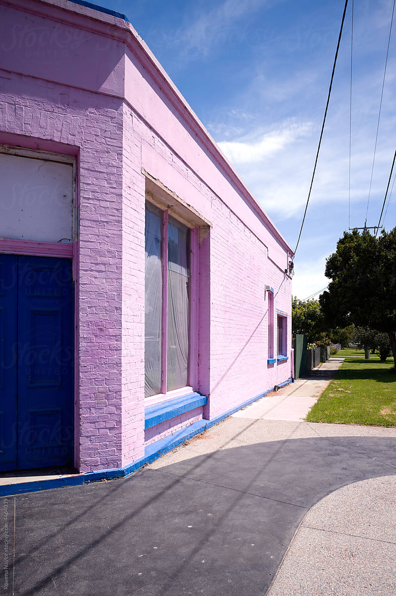 Vintage corner store painted bright pink