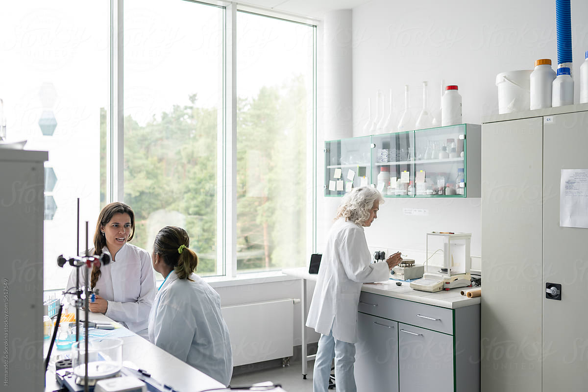 Scientists Working In Modern Laboratory