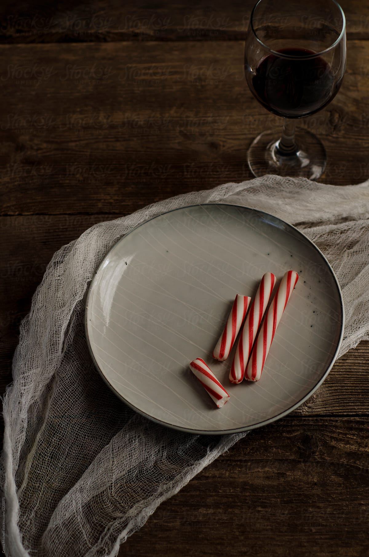 peppermint sticks and wine