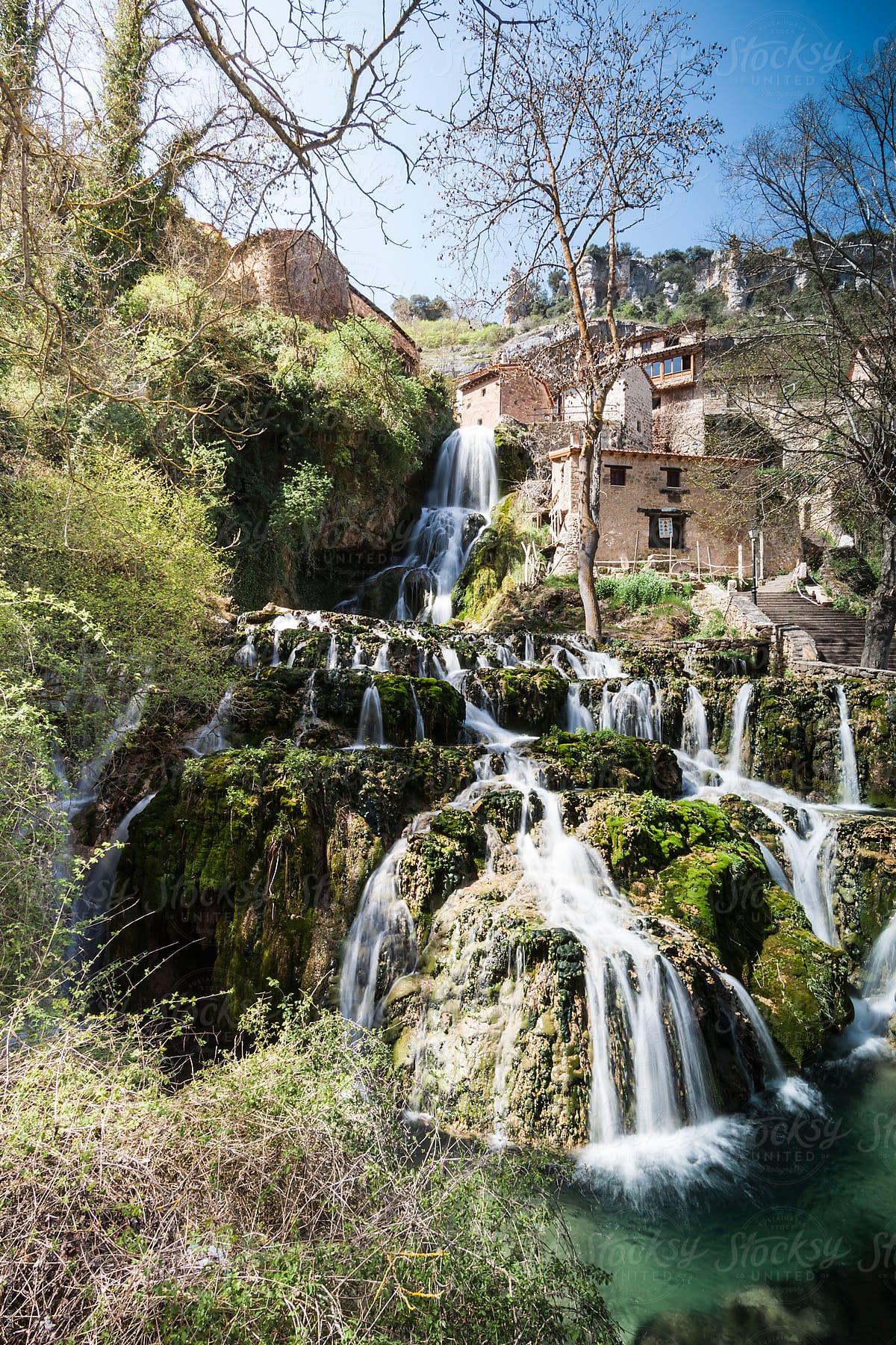 Beautiful cascade in an old village