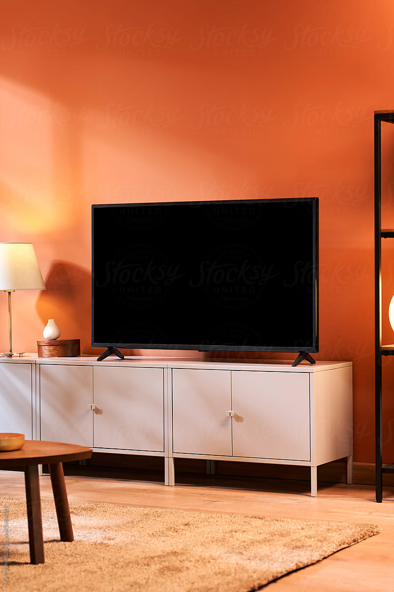 Contemporary living room with TV set