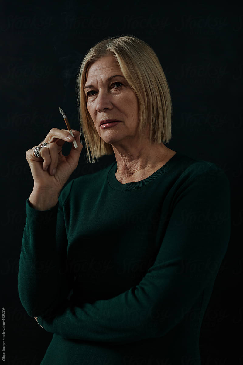 Mature Woman Smoking Portrait