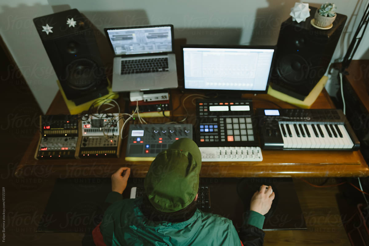 Dj Producer Creating Music At His Home Studio