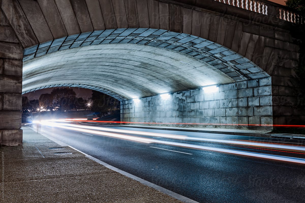 Car Speeding Under The Arlington Memorial Bridge