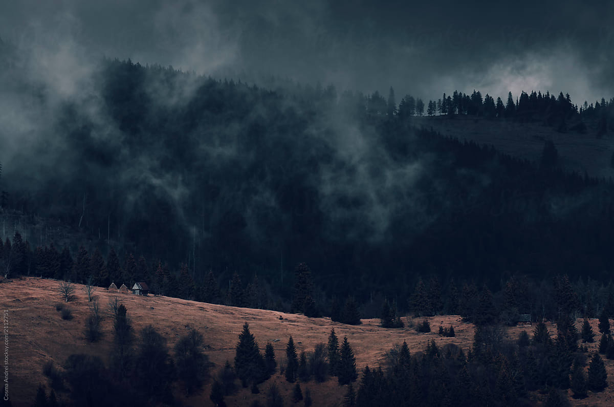 Dark mist over the mountain