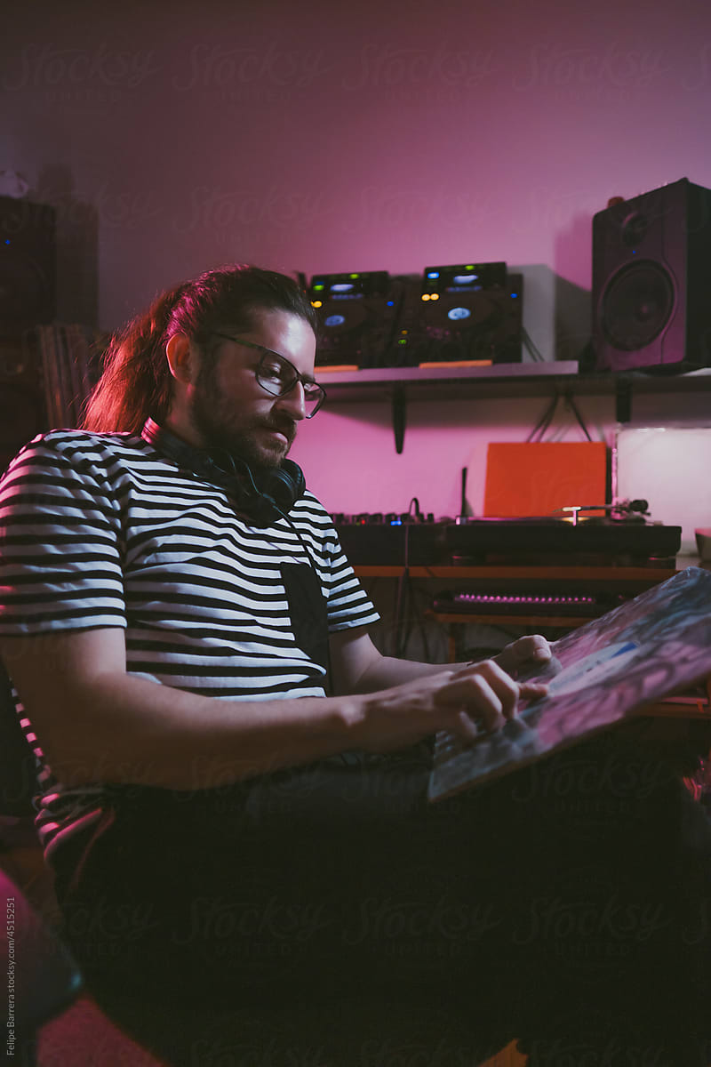 Man in his recording studio